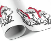 KerstCaroling Cats Joyous Fun Cadeaupapier (Rol Hoek)