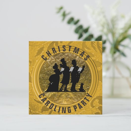 KerstCaroling Elegant Black Gold Kaart