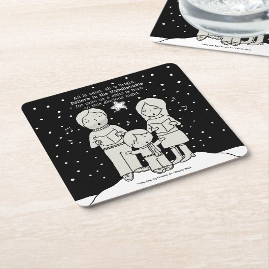 KerstCaroling Kartonnen Onderzetters (Schuin)