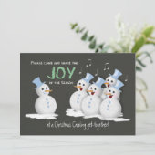 KerstCaroling Party Singing Snowmen Joy Kaart (Staand voorkant)