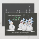 KerstCaroling Party Singing Snowmen Joy Kaart (Voorkant / Achterkant)