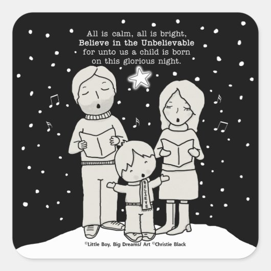 KerstCaroling Vierkante Sticker (Voorkant)
