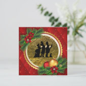 KerstCarolingparty Red Gold Victoriaans Theme Kaart (Staand voorkant)