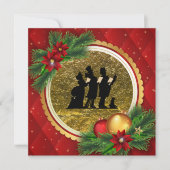 KerstCarolingparty Red Gold Victoriaans Theme Kaart (Voorkant)