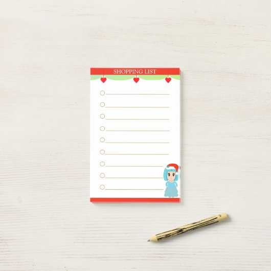 Kerstcarolmeisje Winkellijst Post-it® Notes (Op bureau)