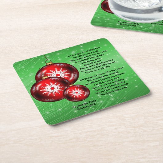 Kerstcaroltekst: 's middernacht kartonnen onderzetters (Schuin)