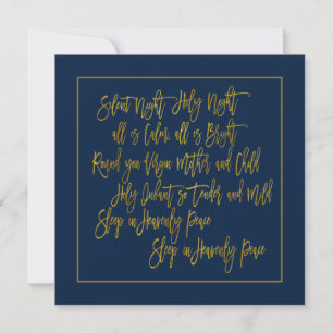 kerstcaroltekst Silent Night Gold Navy Feestdagenkaart