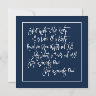 kerstcaroltekst Silent Night White Navy Feestdagenkaart