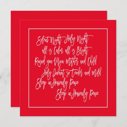 kerstcaroltekst Silent Night White Red Feestdagenkaart (Voorkant / Achterkant)