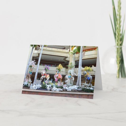 Kerstcarrouseldieren Feestdagen Kaart (Voorkant)