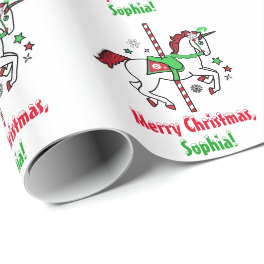 Kerstcarrouselnaam cadeaupapier (Rol Hoek)