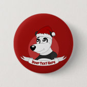 Kerstcartoon met een leuke panda-beer knop ronde button 5,7 cm (Voorkant)