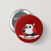 Kerstcartoon met een leuke panda-beer knop ronde button 5,7 cm (Voorkant /achterkant)
