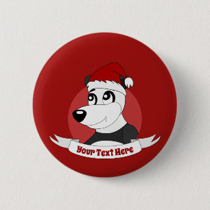 Kerstcartoon met een leuke panda-beer knop ronde button 5,7 cm