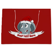 Kerstcartoon met een schattig cadeau voor olifante groot cadeauzakje (Voorkant)