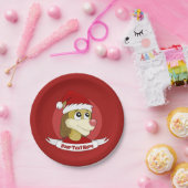 Kerstcartoon met een schattig leeuwenpapier bord (Feest)