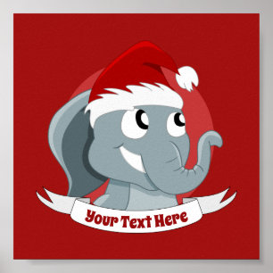 Kerstcartoon met een schattig olifant poster