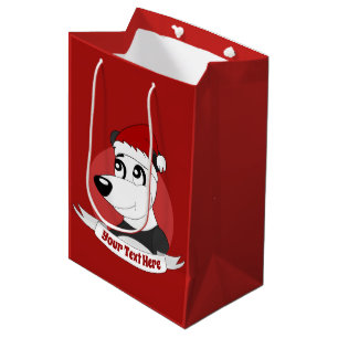 Kerstcartoon met een schattig panda-beer-medium ca medium cadeauzakje