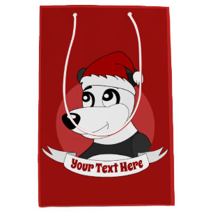 Kerstcartoon met een schattig panda-beer-medium ca medium cadeauzakje