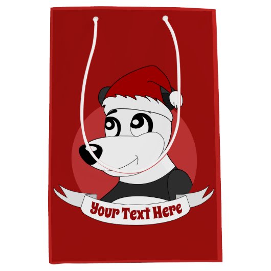 Kerstcartoon met een schattig panda-beer-medium ca medium cadeauzakje (Voorkant)