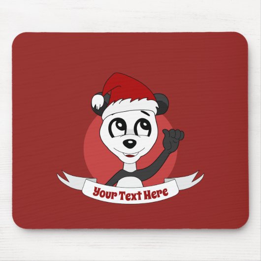 Kerstcartoon met een schattig panda-beer muispad muismat (Voorkant)