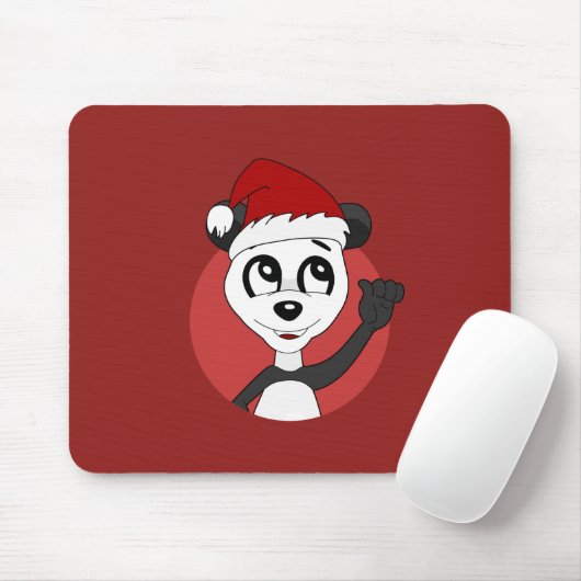 Kerstcartoon met een schattig panda-beer muispad muismat (Met muis)