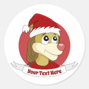 Kerstcartoon met een schattige, klassieke leeuwen ronde sticker