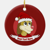 Kerstcartoon met een schattige leeuw-keramische in keramisch ornament (Achterkant)