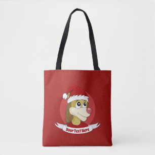 Kerstcartoon met een schattige leeuwenkooi-canvas  tote bag