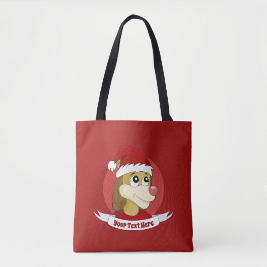 Kerstcartoon met een schattige leeuwenkooi-canvas  tote bag (Voorkant)