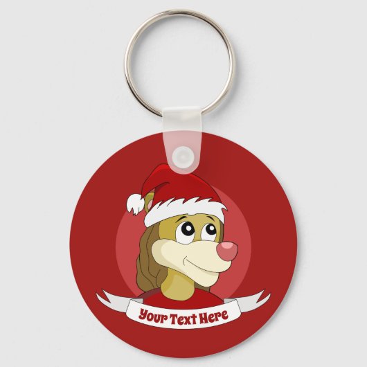 Kerstcartoon met een schattige leeuwenkooi-sleutel sleutelhanger (Voorkant)