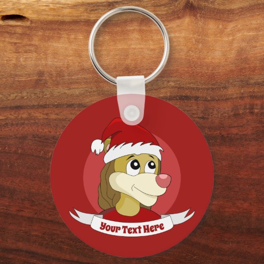 Kerstcartoon met een schattige leeuwenkooi-sleutel sleutelhanger (Voorkant)