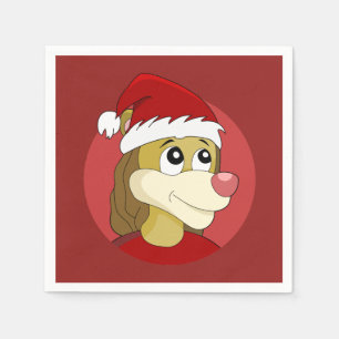 Kerstcartoon met een schattige leeuwenluiers servet