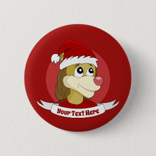 Kerstcartoon met een schattige leeuwknop ronde button 5,7 cm