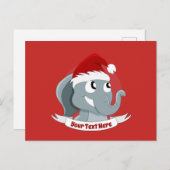 Kerstcartoon met een schattige olifant briefkaart (Voorkant / Achterkant)
