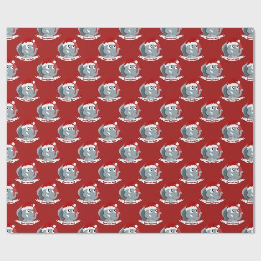 Kerstcartoon met een schattige olifant cadeaupapier (Vlak)