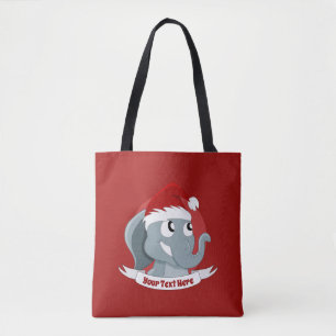 Kerstcartoon met een schattige olifant-canvas tas