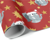 kerstcartoon met een schattige olifant die een pap cadeaupapier (Rol Hoek)