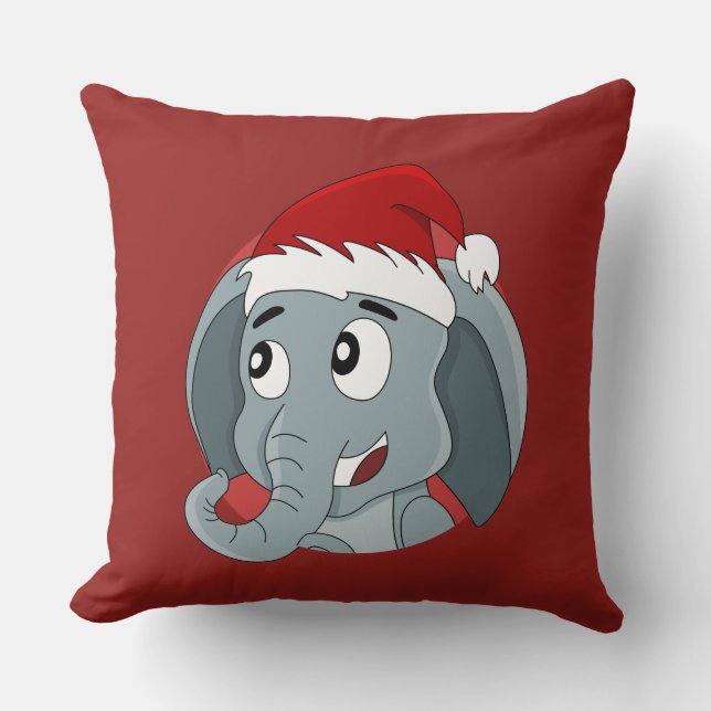 kerstcartoon met een schattige olifant die pijplij kussen (Voorkant)