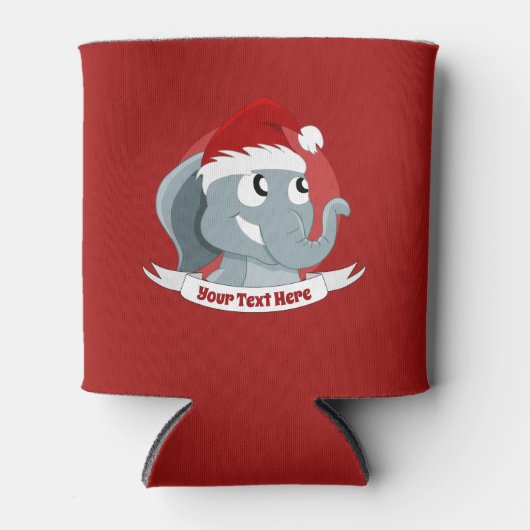 Kerstcartoon met een schattige olifant-koelbox blikjeskoeler (Voorkant)