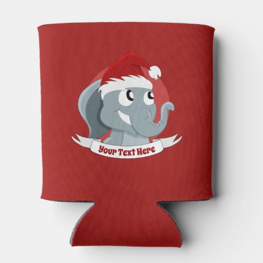 Kerstcartoon met een schattige olifant-koelbox blikjeskoeler (Achterkant)