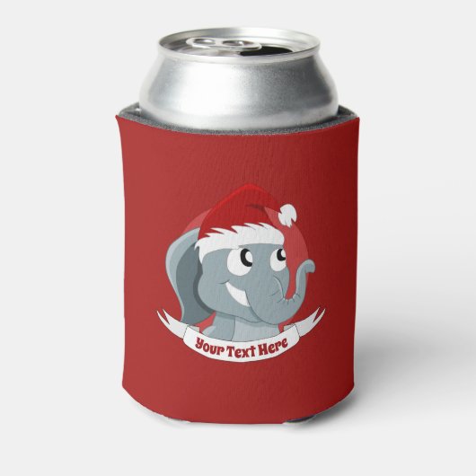 Kerstcartoon met een schattige olifant-koelbox blikjeskoeler (Blikje Achterkant)