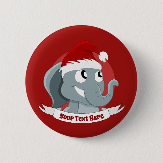 Kerstcartoon met een schattige olifant ronde button 5,7 cm (Voorkant)