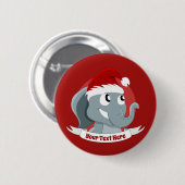 Kerstcartoon met een schattige olifant ronde button 5,7 cm (Voorkant /achterkant)