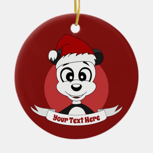 kerstcartoon met een schattige panda-beer keramisc keramisch ornament (Voorkant)
