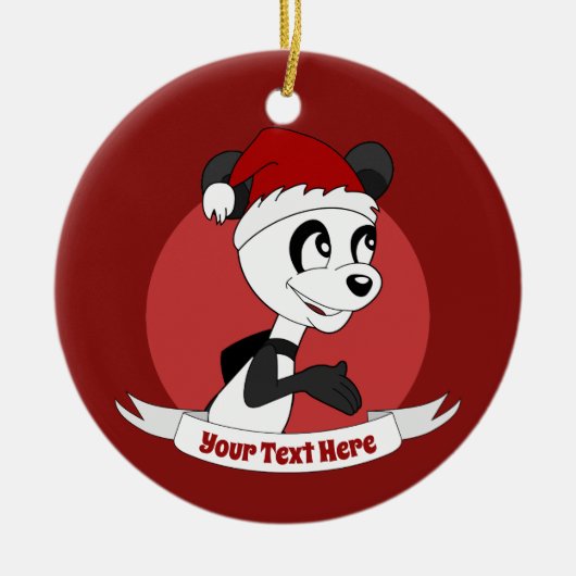 kerstcartoon met een schattige panda-beer keramisc keramisch ornament (Voorkant)