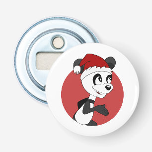 Kerstcartoon met flesopener van een schattige pand button flesopener