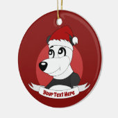 Kerstcartoon met keramische ornament van een schat (Links)
