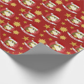 kerstcartoon met schattig leeuwenomslagpapier cadeaupapier (Hoek)