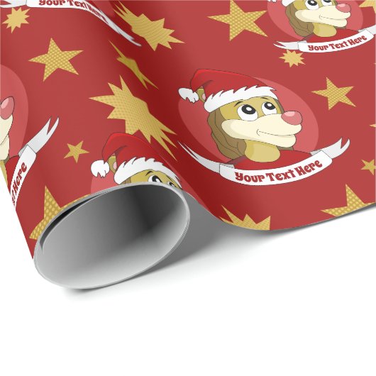 kerstcartoon met schattig leeuwenomslagpapier cadeaupapier (Rol Hoek)